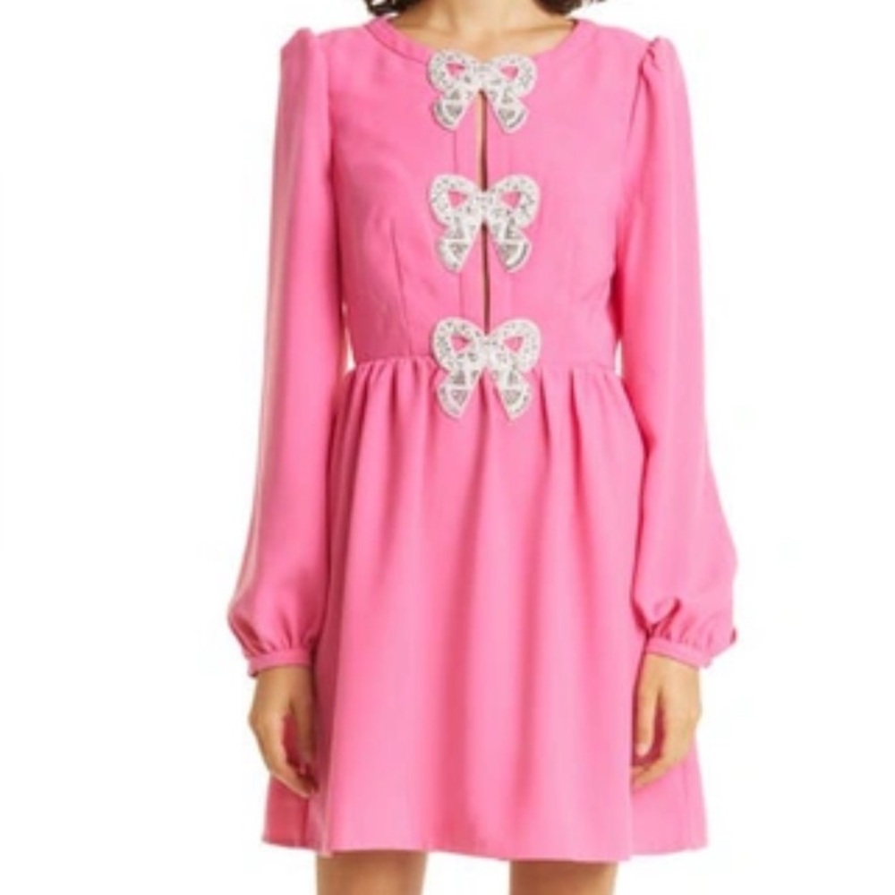 SALONI sz 6 Pink Long Sleeve Dress for Wedding Guest